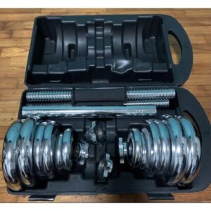 Set Of 20kg Chrome Adjustable Dumbbell